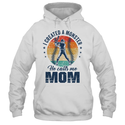 I Created A Monster He Call Me Mom Softball Baseball Retro Shirt & Tank Top | teecentury