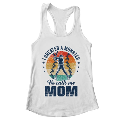 I Created A Monster He Call Me Mom Softball Baseball Retro Shirt & Tank Top | teecentury