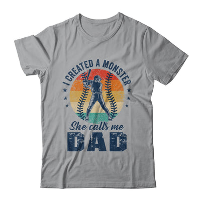 I Created A Monster She Call Me Dad Softball Baseball Retro Shirt & Hoodie | teecentury