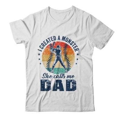 I Created A Monster She Call Me Dad Softball Baseball Retro Shirt & Hoodie | teecentury