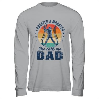 I Created A Monster She Call Me Dad Softball Baseball Retro Shirt & Hoodie | teecentury