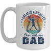 I Created A Monster She Call Me Dad Softball Baseball Retro Mug | teecentury