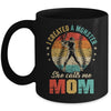 I Created A Monster She Call Me Mom Softball Baseball Mug | teecentury