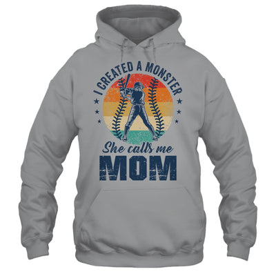 I Created A Monster She Call Me Mom Softball Baseball Retro Shirt & Tank Top | teecentury