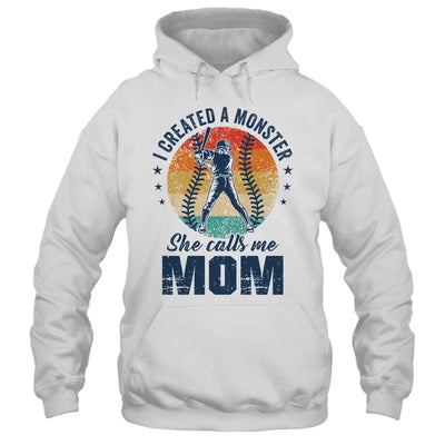 I Created A Monster She Call Me Mom Softball Baseball Retro Shirt & Tank Top | teecentury