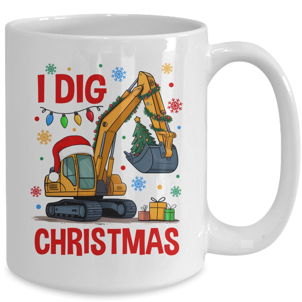 I Dig Christmas Christmas Boy Kid Excavator Cute Xmas Mug | teecentury