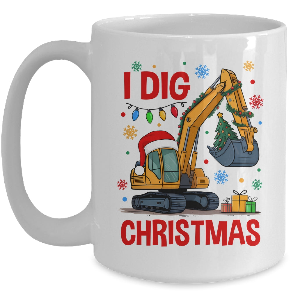 I Dig Christmas Christmas Boy Kid Excavator Cute Xmas Mug | teecentury
