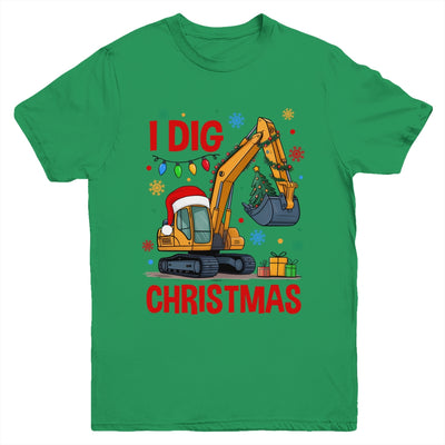 I Dig Christmas Christmas Boy Kid Excavator Cute Xmas Youth Shirt | teecentury