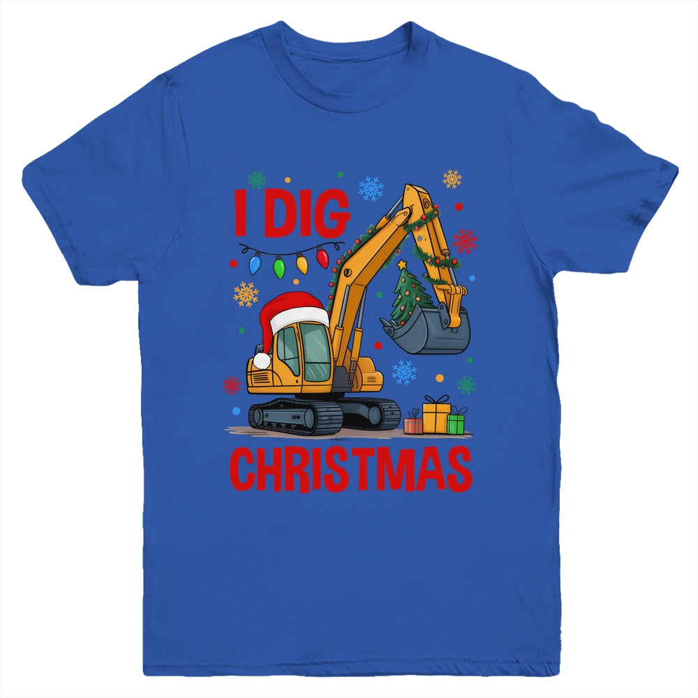 I Dig Christmas Christmas Boy Kid Excavator Cute Xmas Youth Shirt | teecentury
