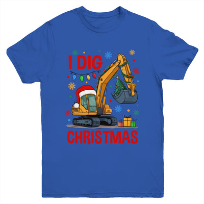 I Dig Christmas Christmas Boy Kid Excavator Cute Xmas Youth Shirt | teecentury