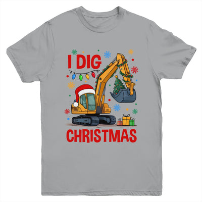 I Dig Christmas Christmas Boy Kid Excavator Cute Xmas Youth Shirt | teecentury
