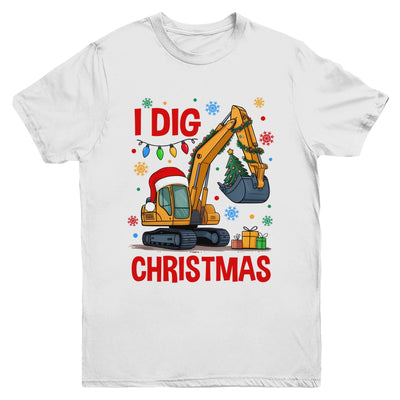 I Dig Christmas Christmas Boy Kid Excavator Cute Xmas Youth Shirt | teecentury