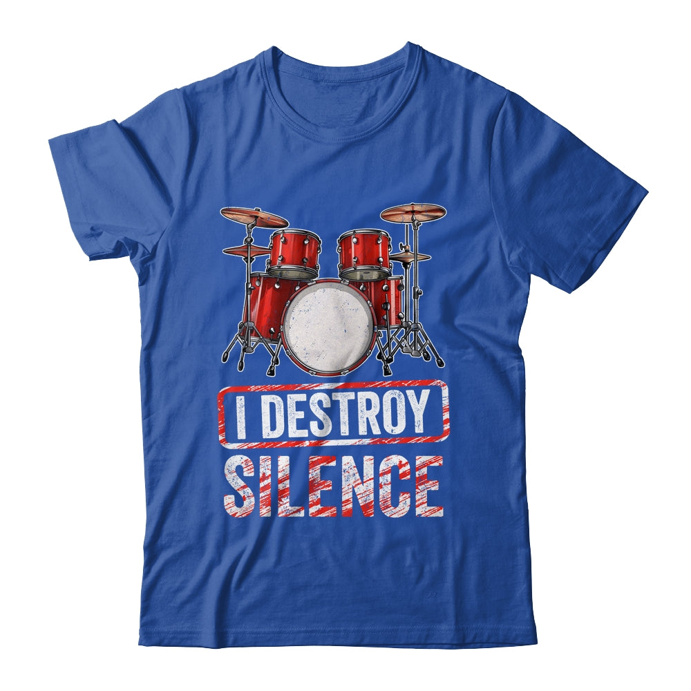 I Distroy Silence Drums Percussion Rock Music Drummer Shirt & Tank Top | teecentury