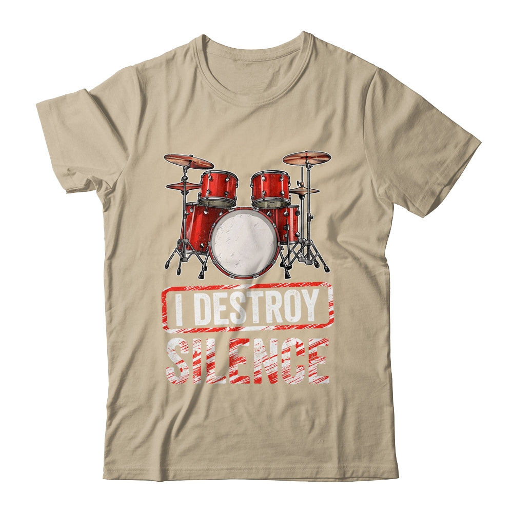 I Distroy Silence Drums Percussion Rock Music Drummer Shirt & Tank Top | teecentury