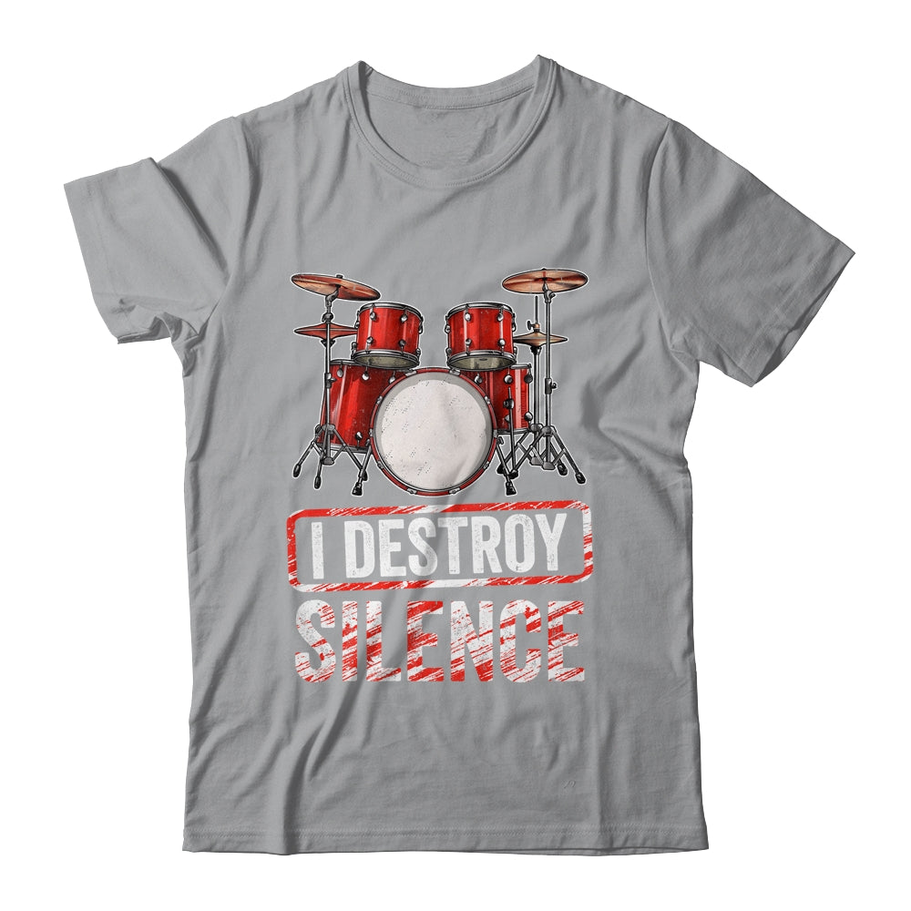 I Distroy Silence Drums Percussion Rock Music Drummer Shirt & Tank Top | teecentury