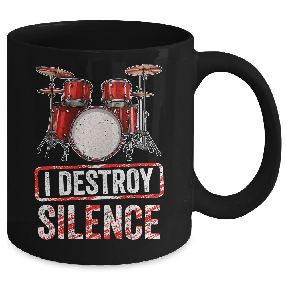I Distroy Silence Drums Percussion Rock Music Drummer Mug | teecentury