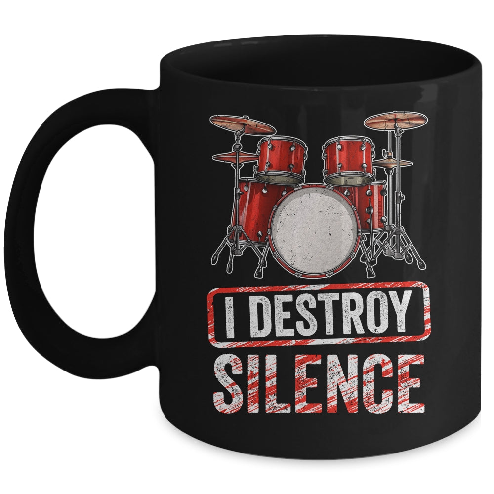 I Distroy Silence Drums Percussion Rock Music Drummer Mug | teecentury