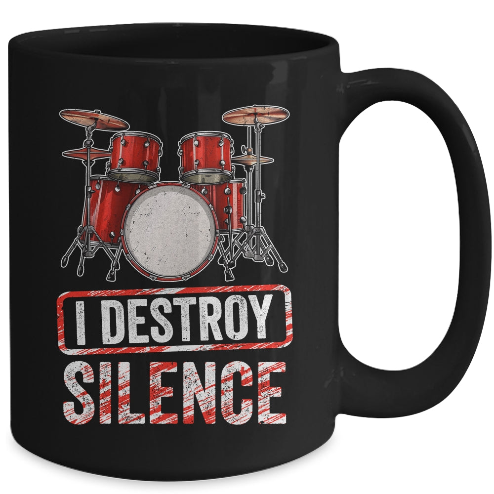 I Distroy Silence Drums Percussion Rock Music Drummer Mug | teecentury