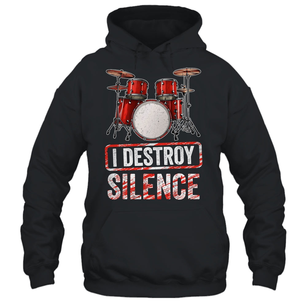 I Distroy Silence Drums Percussion Rock Music Drummer Shirt & Tank Top | teecentury