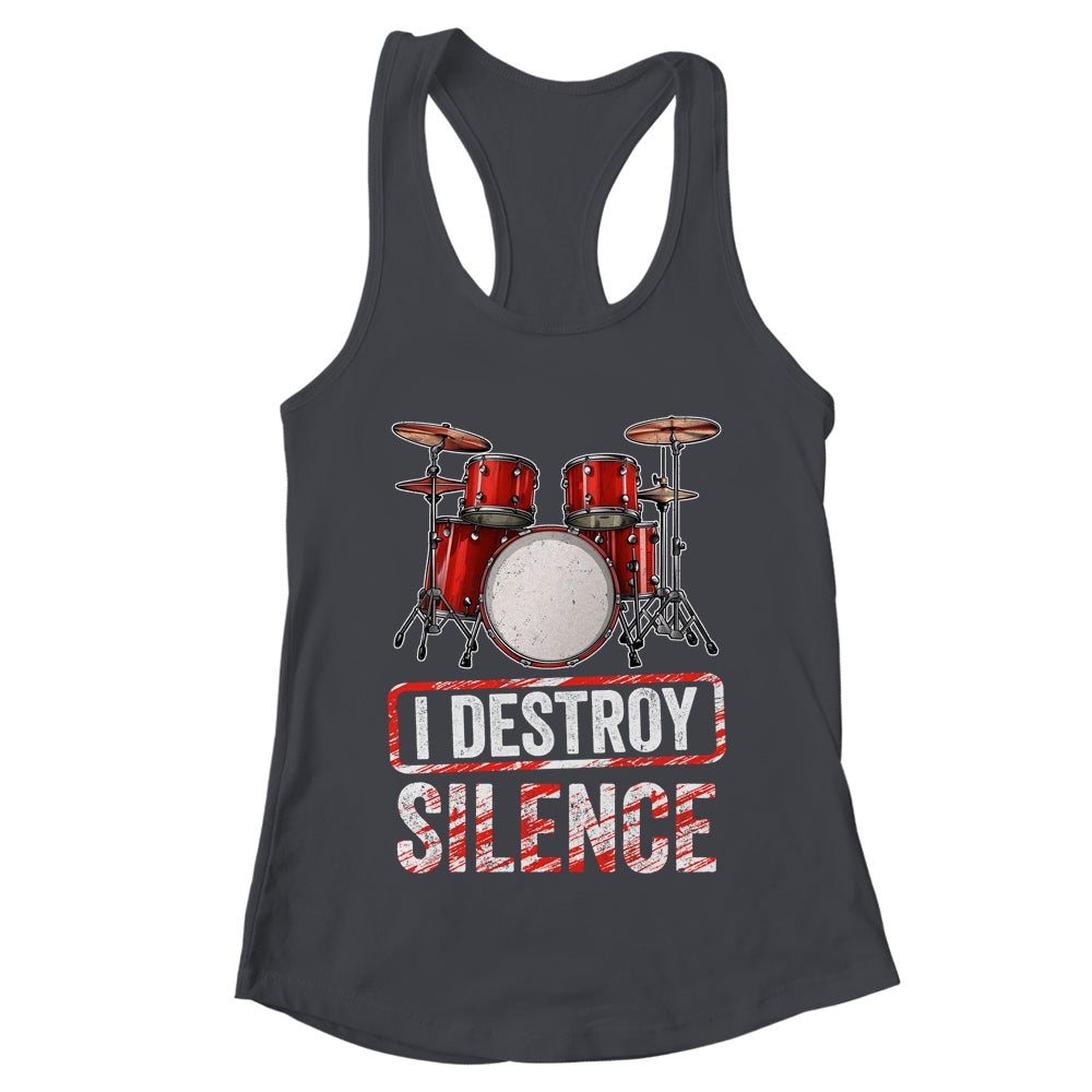 I Distroy Silence Drums Percussion Rock Music Drummer Shirt & Tank Top | teecentury