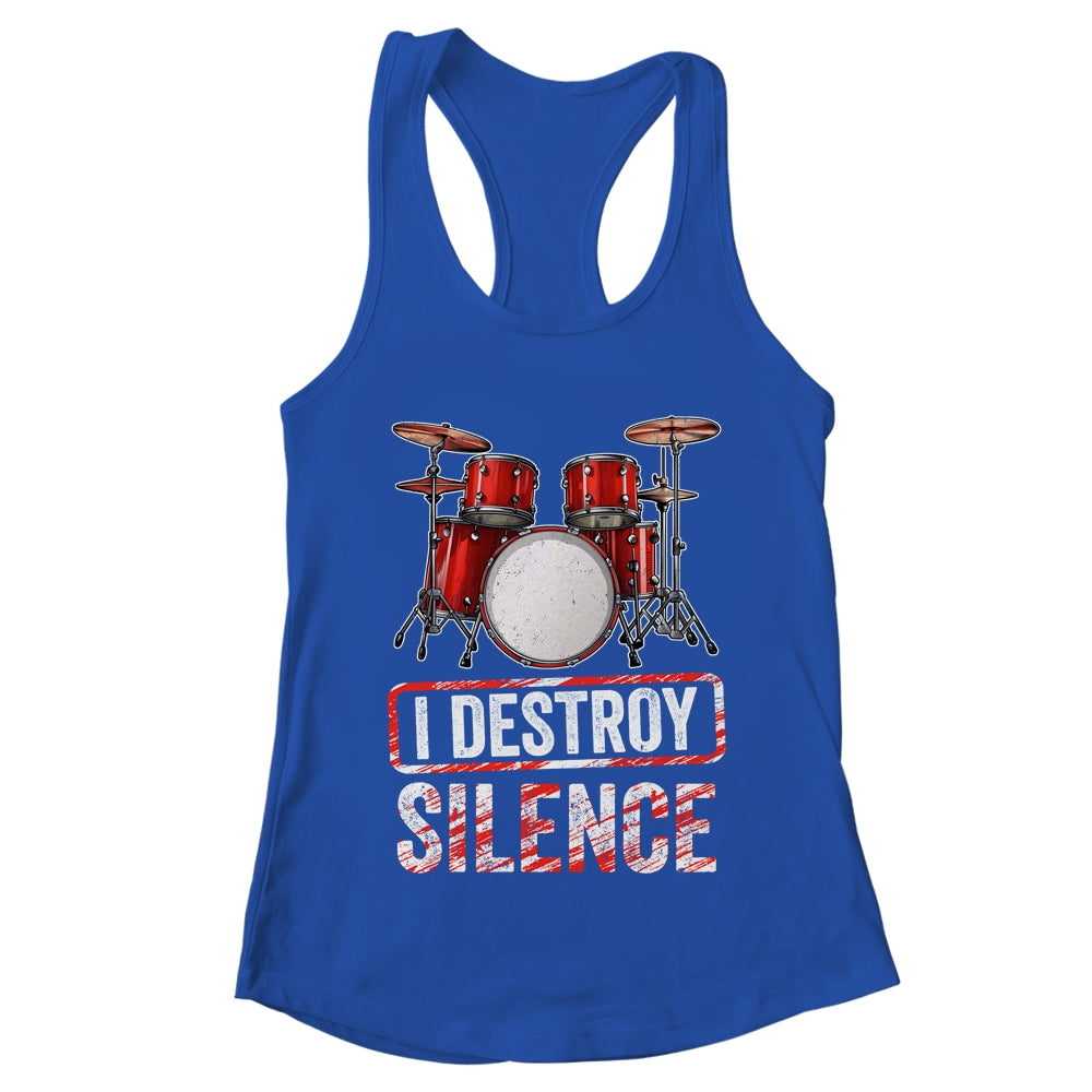 I Distroy Silence Drums Percussion Rock Music Drummer Shirt & Tank Top | teecentury