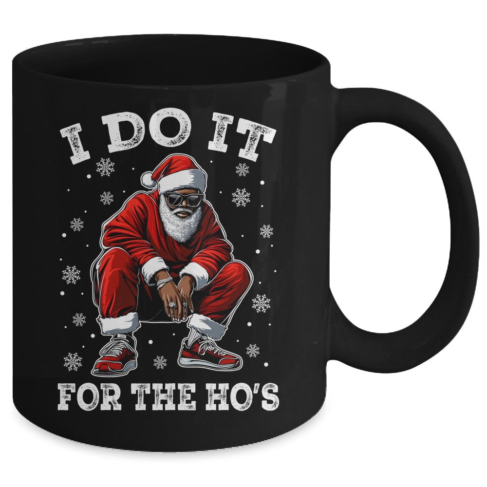 I Do It For The Hos African American Christmas Afro Santa Mug | teecentury