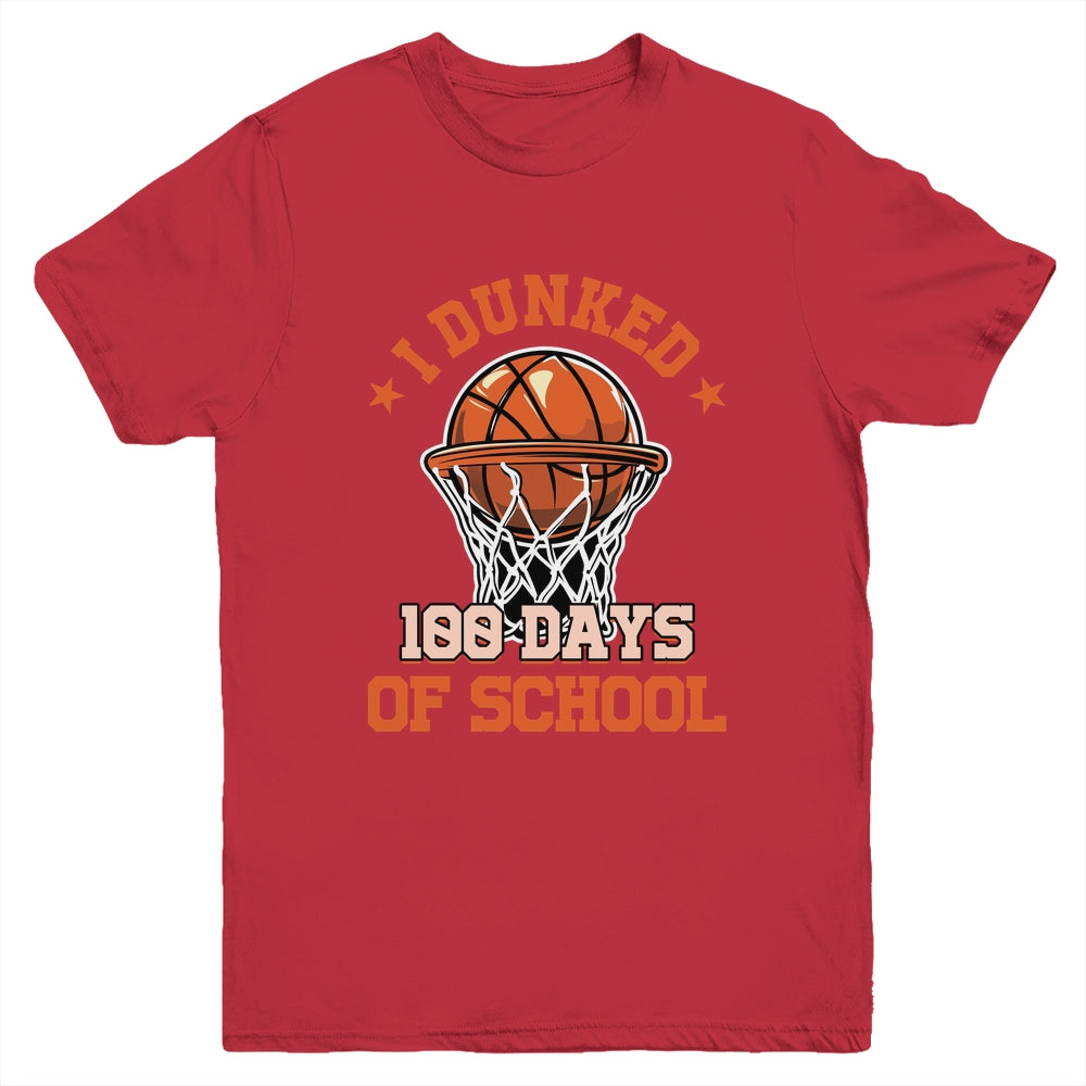 I Dunked 100 Days Of School Basketball 100th Day Boys Kids Youth Shirt | teecentury