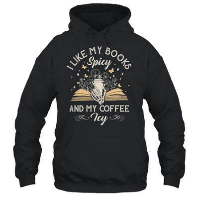 I Like My Books Spicy And My Coffee Icy Skeleton Book Lovers Shirt & Tank Top | teecentury