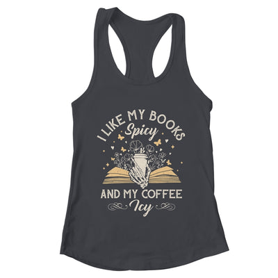 I Like My Books Spicy And My Coffee Icy Skeleton Book Lovers Shirt & Tank Top | teecentury