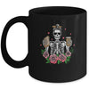 I Like My Books Spicy My Coffee Icy Leopard Skeleton Girl Mug | teecentury