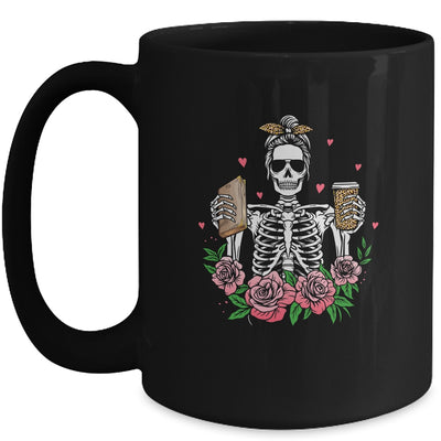 I Like My Books Spicy My Coffee Icy Leopard Skeleton Girl Mug | teecentury
