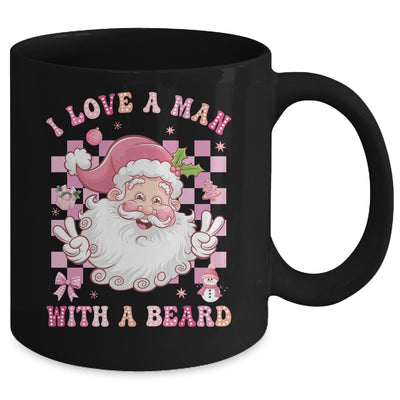 I Love A Man With A Beard Funny Pink Santa Claus Christmas Mug | teecentury