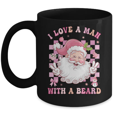 I Love A Man With A Beard Funny Pink Santa Claus Christmas Mug | teecentury