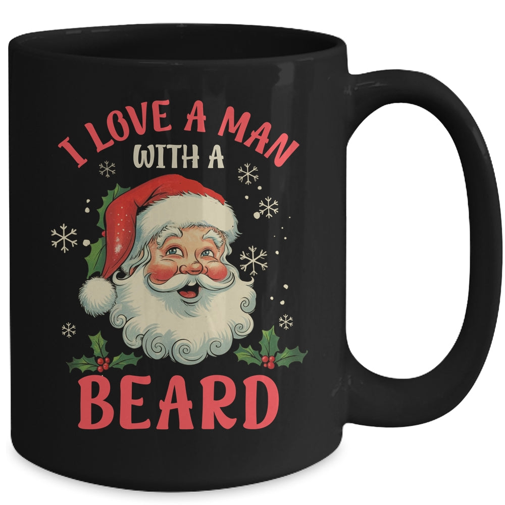 I Love A Man With A Beard Retro Christmas Santa For Women Mug | teecentury