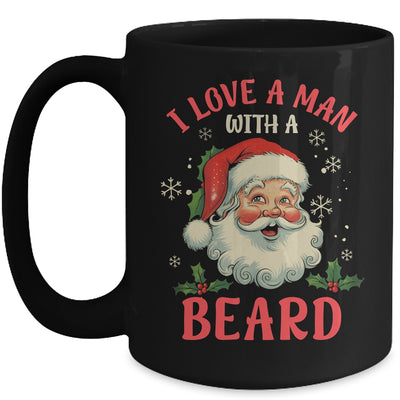 I Love A Man With A Beard Retro Christmas Santa For Women Mug | teecentury