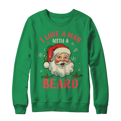 I Love A Man With A Beard Retro Christmas Santa For Women Shirt & Sweatshirt | teecentury