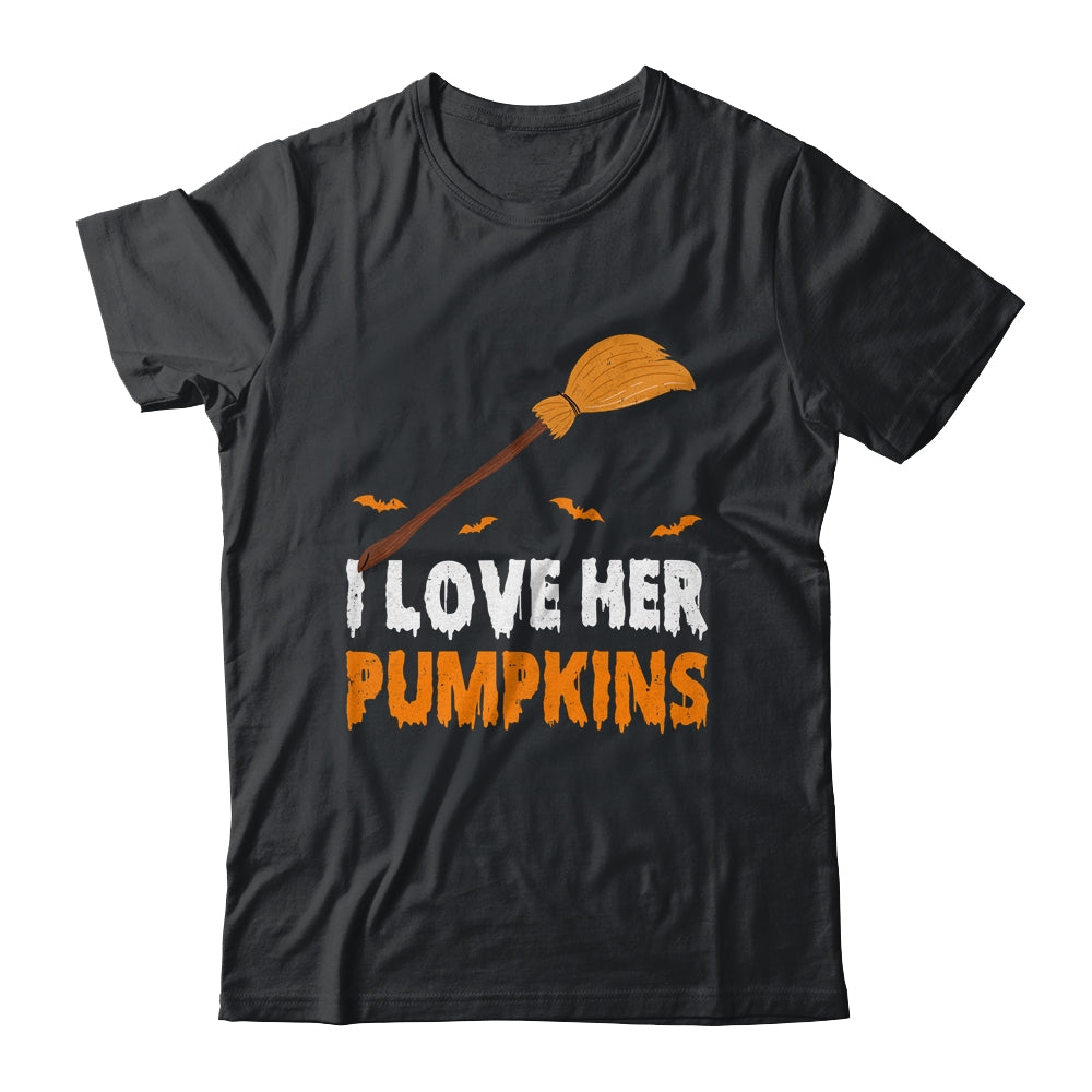 I Love Her I Love His Broomstick Pumpkins Halloween Couples Shirt & Hoodie | teecentury
