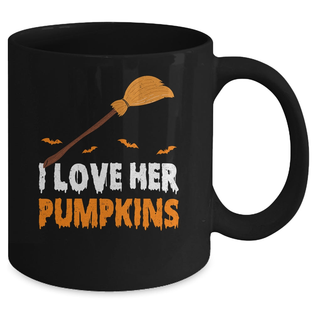 I Love Her I Love His Broomstick Pumpkins Halloween Couples Mug | teecentury