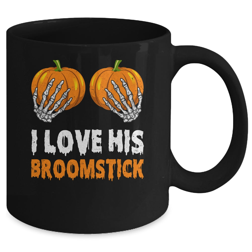 I Love His Broomstick I Love Her Pumpkins Halloween Couples Mug | teecentury