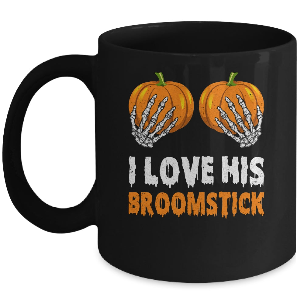 I Love His Broomstick I Love Her Pumpkins Halloween Couples Mug | teecentury