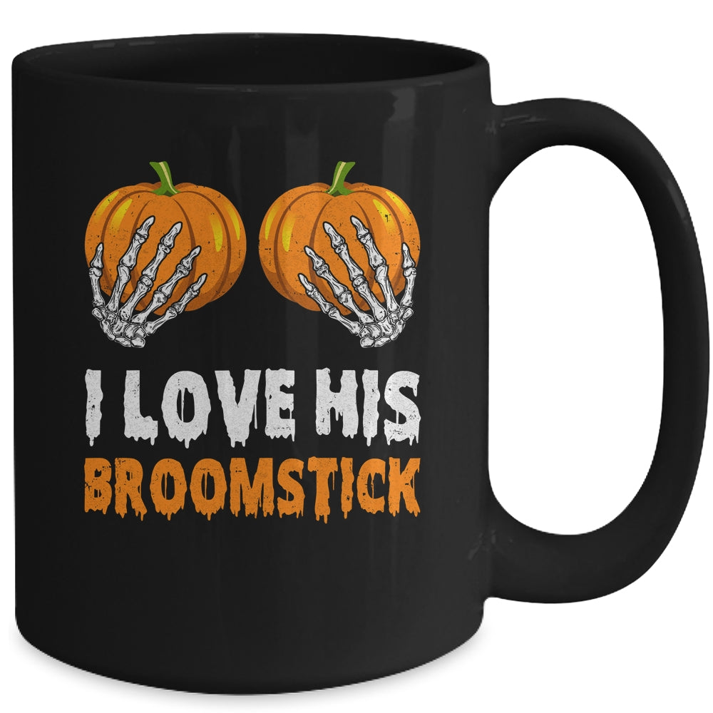 I Love His Broomstick I Love Her Pumpkins Halloween Couples Mug | teecentury