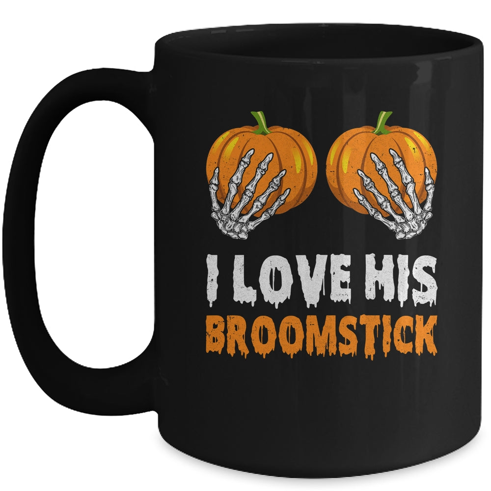I Love His Broomstick I Love Her Pumpkins Halloween Couples Mug | teecentury