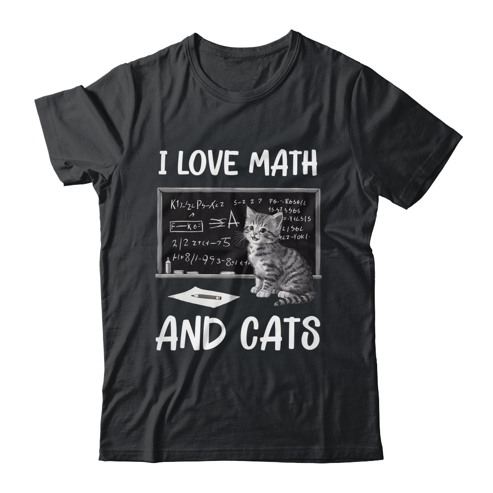I Love Math And Cats Funny Cat Lover Science Teacher Student Shirt & Tank Top | teecentury