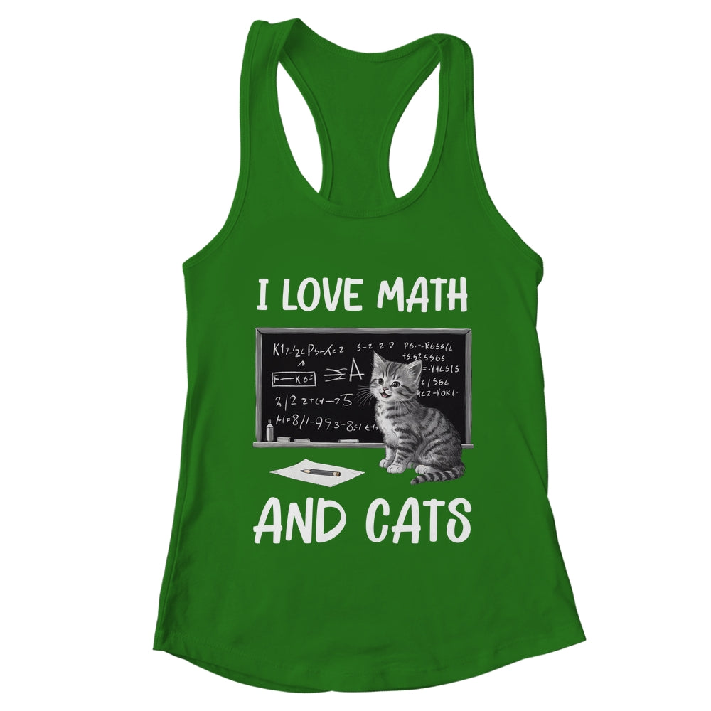 I Love Math And Cats Funny Cat Lover Science Teacher Student Shirt & Tank Top | teecentury