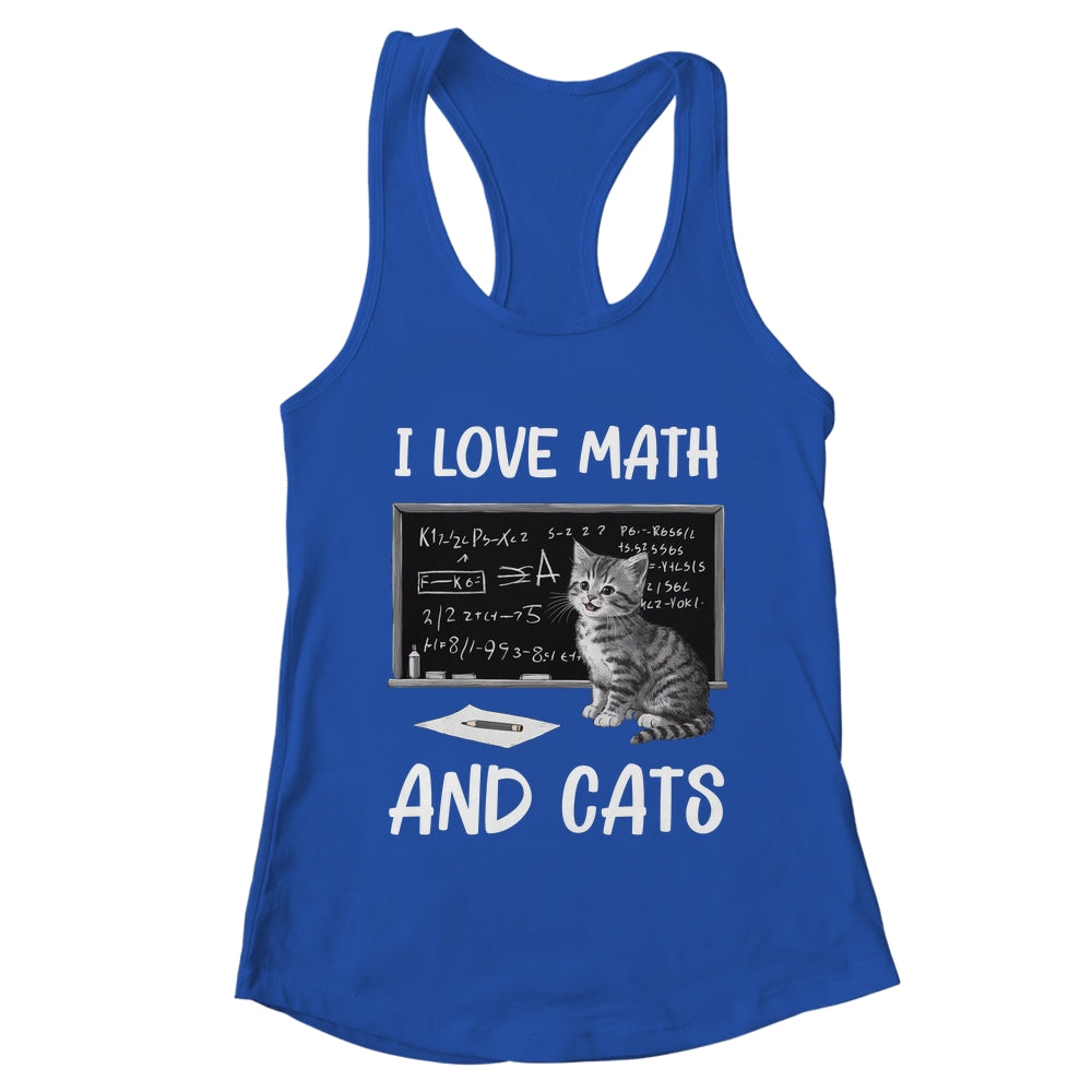 I Love Math And Cats Funny Cat Lover Science Teacher Student Shirt & Tank Top | teecentury