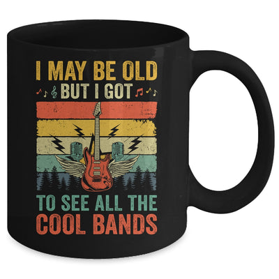 I May Be Old But I Got To See All The Cool Bands Guita Retro Mug | teecentury