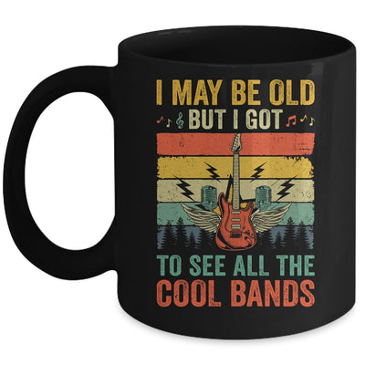 I May Be Old But I Got To See All The Cool Bands Guita Retro Mug | teecentury