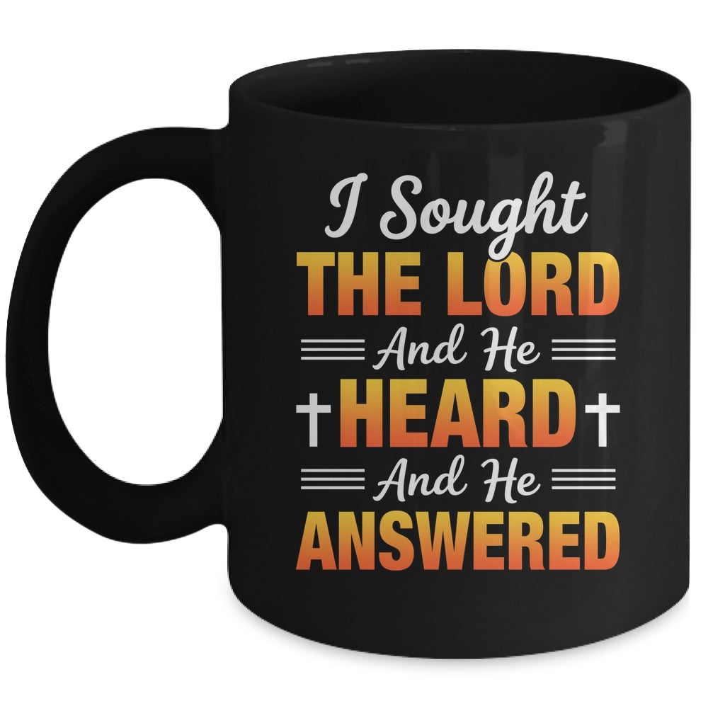 I Sought The Lord And He Heard And He Answered Christian Men Women Mug | teecentury