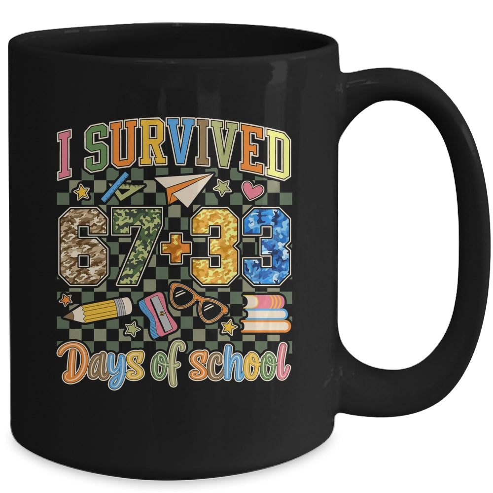I Survived 100 Days Of School Funny Camo 67 Days Of School Mug | teecentury