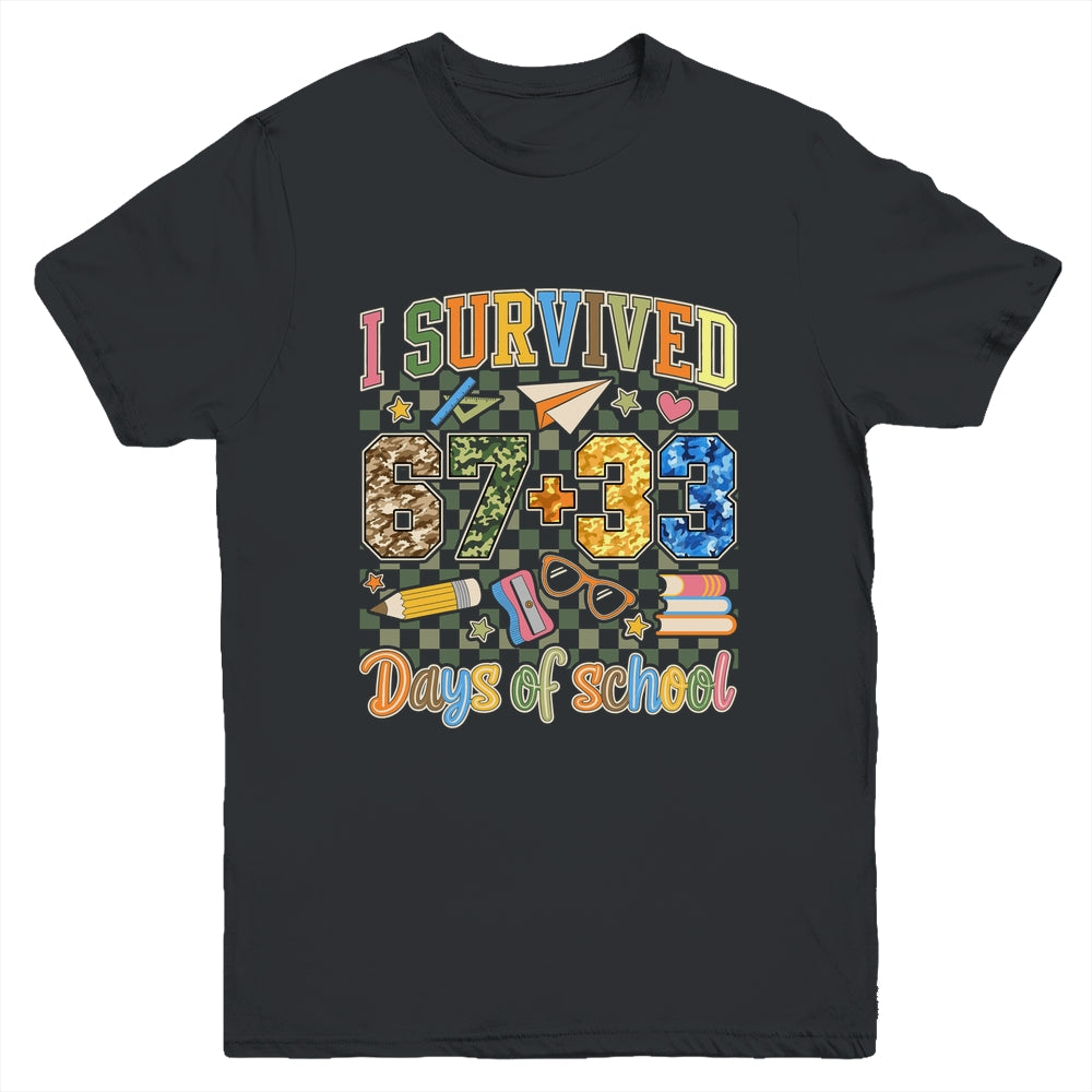 I Survived 100 Days Of School Funny Camo 67 Days Of School Youth Shirt | teecentury